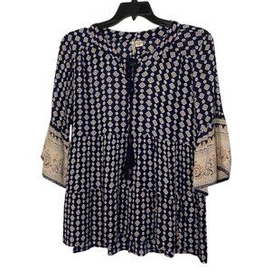 Love Potion Boho Peasant Tiered Top Tassel Ties and Bell Sleeves